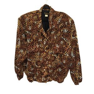 Monaliza Top Womens Multicolored‎ Leopard Print Polyester Button Up Lightweight